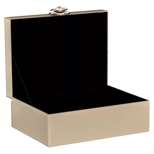 Letisztult, modern ékszerdoboz dekoratív virág fogantyúval ,praktikus megoldás ékszerek rendszerezésére 10x15x28 cm