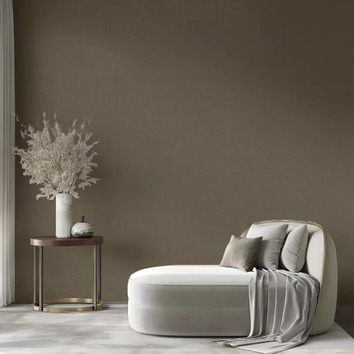 Elegáns, barna textilhatású tapéta,  finoman strukturált felülettel  10x0,53m