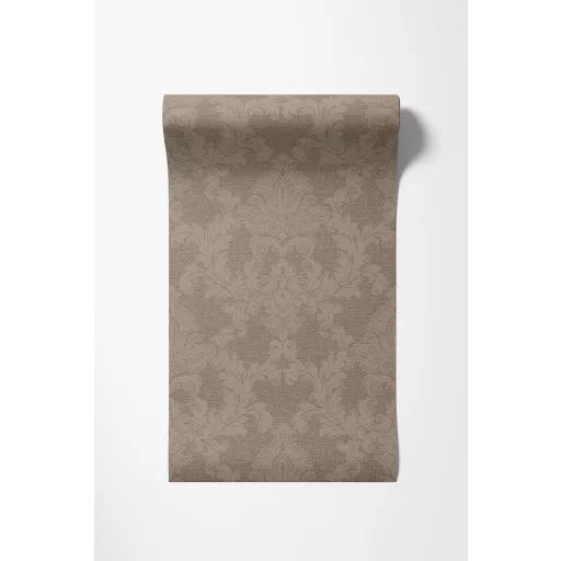 Elegáns, klasszikus damaszt mintás tapéta, barna alappal és fémes  ornamentikával 10x0,53m