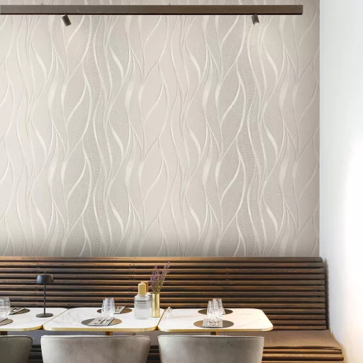 Elegáns, hullámzó mintavilágú prémium design tapéta szürke színben 1,06x3m