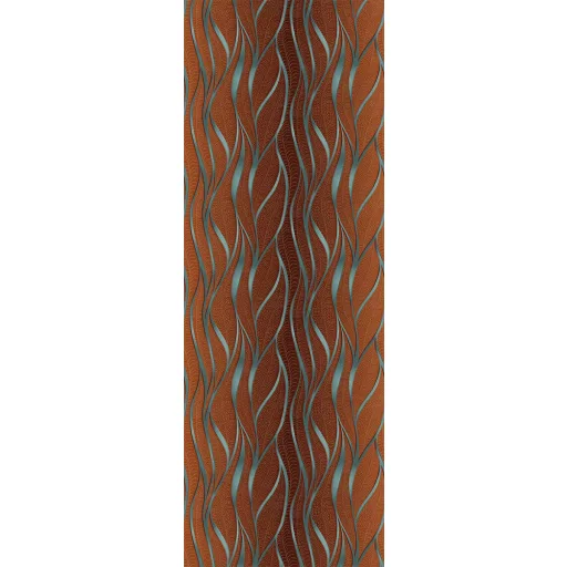 Elegáns, hullámzó mintavilágú prémium design tapéta- vörösesbarna-kék színben 1,06x 2,6m