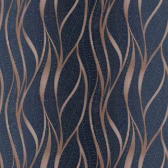  Elegáns, hullámzó mintavilágú prémium design tapéta-mélykék-taupe színben 1,06x 2,6m