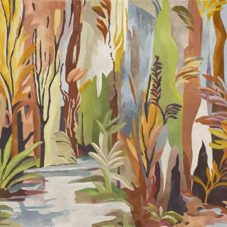   Exkluzív, festményszerű trópusi mintás fotótapéta gyönyörű harmónikus színekkel  4,24x2,6m