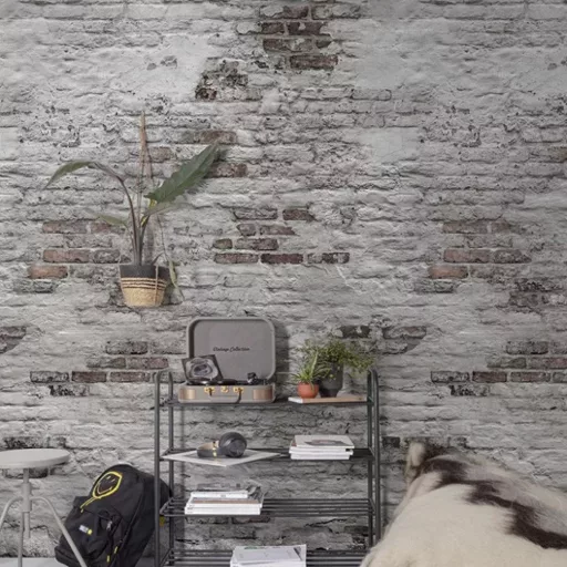 Loft stílusú beton és téglafal mintás tapéta – ipari faldekoráció modern enteriőrbe szürke-barna árnyalataiban