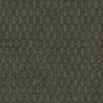   Elegáns pálmalevél ihletésű art deco tapéta , geometrikus mintával kék-arany színben