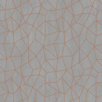   Modern, letisztult geometrikus mintás tapéta finom vonalháló mintával  szürke-réz fémes csillogásal