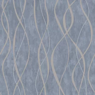   Modern hullámvonal mintás tapéta – elegáns strukturált design tapéta kékesszürke- pezsgő színben ,selyemfénnyel