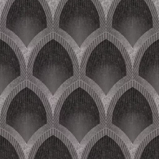 Prémium art deco íves mintás tapéta – elegáns geometrikus tapéta melegbarna- szürke  szinben selyemfénnyel