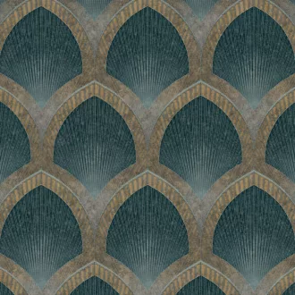   Prémium art deco íves mintás tapéta – elegáns geometrikus tapéta  smaragd- arany szinben ,selyemfénnyel