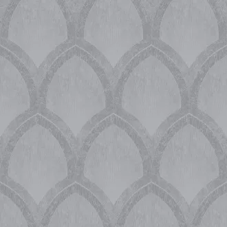   Prémium art deco íves mintás tapéta – elegáns geometrikus tapéta  szürke- ezüst  szinben ,selyemfénnyel