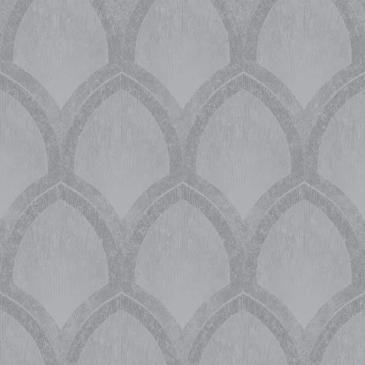 Prémium art deco íves mintás tapéta – elegáns geometrikus tapéta  szürke- ezüst  szinben ,selyemfénnyel