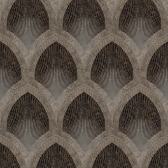   Prémium art deco íves mintás tapéta – elegáns geometrikus tapéta barna szinben selyemfénnyel