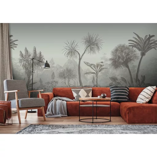 Világos bézs botanikus panoráma tapéta – vintage stílusú design