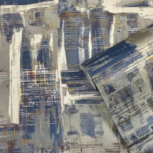 Modern absztrakt mintás tapéta látványos ecsetvonás hatással és elegáns fémes vonalrészletekkel.