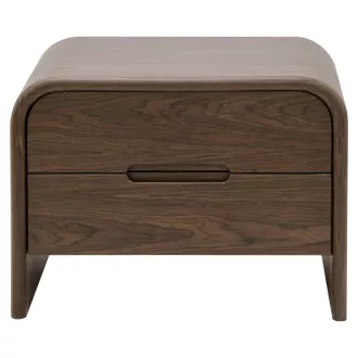   Barna, fa hatású 2 fiókos éjjeliszekrény 66 cm – modern lekerekített design
