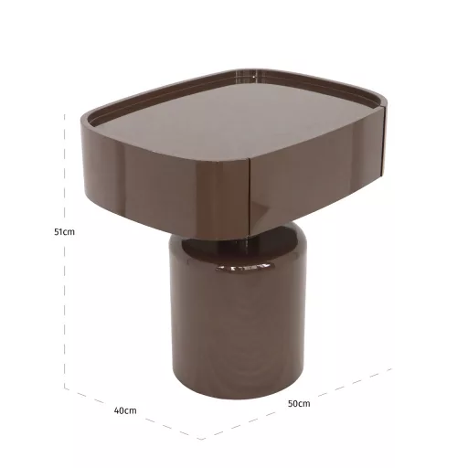 Gesztenye magasfényű fiókos éjjeliszekrény – modern design, kihúzható felső résszel