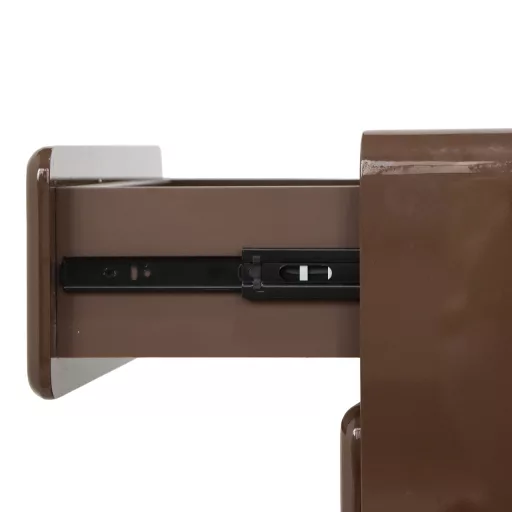 Barna fényes 3 fiókos éjjeliszekrény – modern minimalista design tárolóbútor