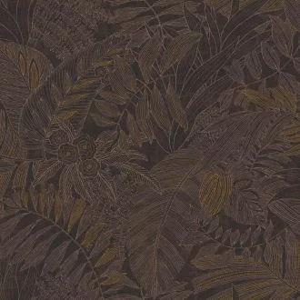   Exkluzív, trópusi mintás design tapéta finom  részletekkel, barna-bronz árnylatban 10mx 0,7m