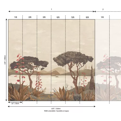 Naplementés panorámás tájkép tapéta – luxus falpanel nappaliba
