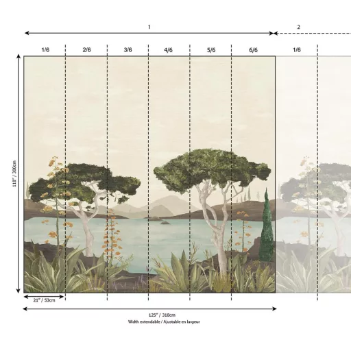 Panorámás tájkép tapéta – mediterrán hangulatú design nappaliba